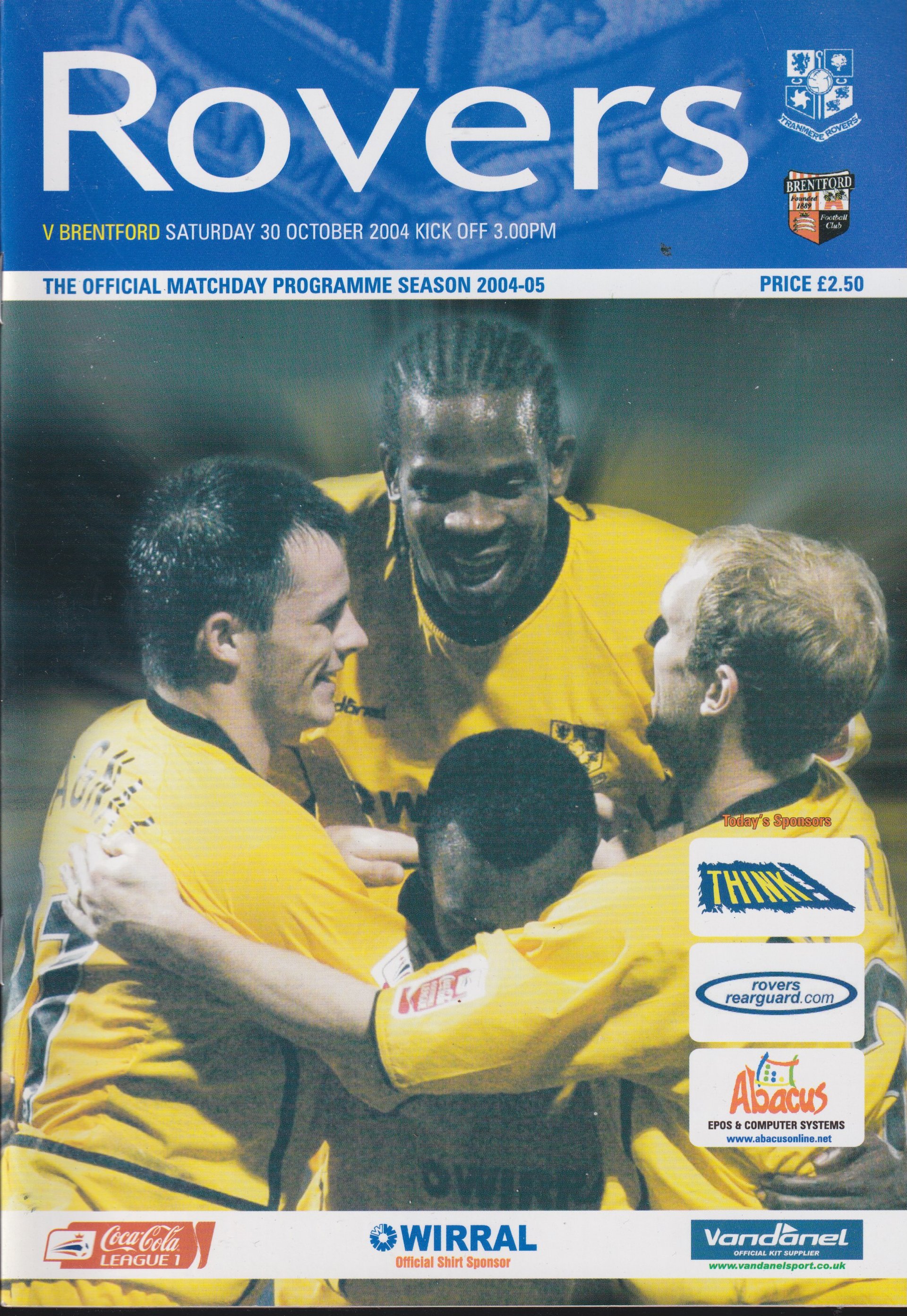 Tranmere Rovers v Brentford match programme